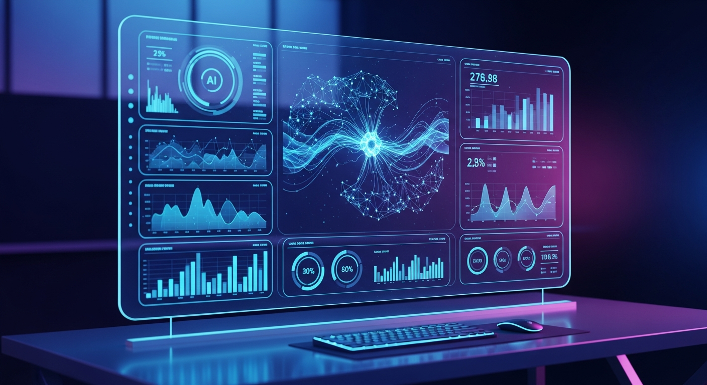 Genspark AI workspace platform review 2026 with holographic dashboard visualization